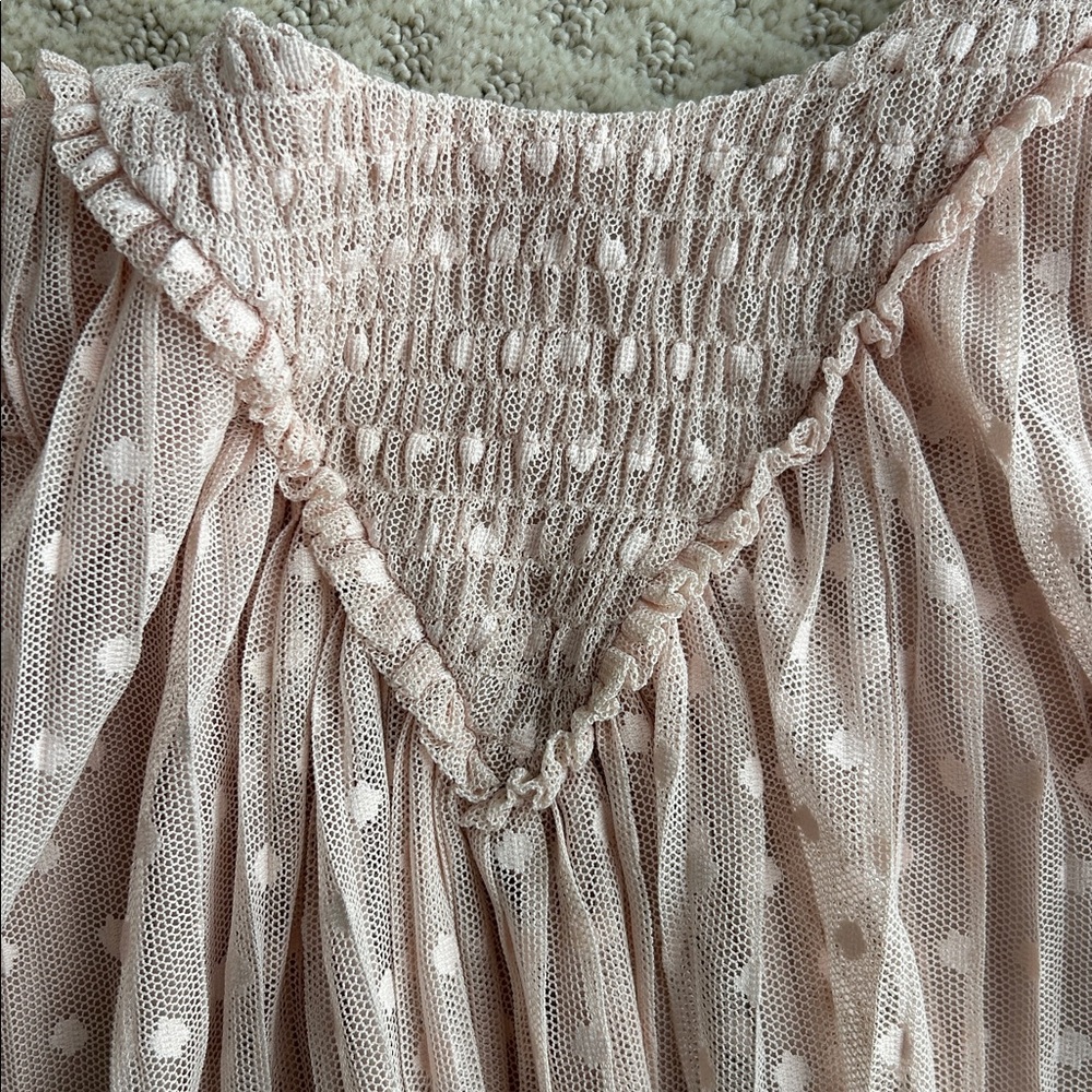 Zara Pale Pink Swiss Dot Puff Sleeve Dress - Picture 3 of 4